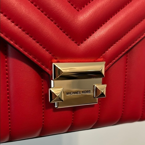 Michael Kors Red Quilted Leather Shoulder Bag - Picture 5 of 13